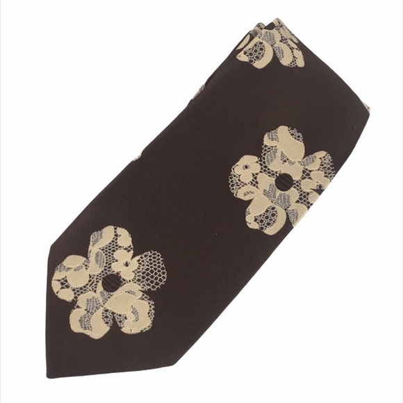 Dior Other - Christian Dior Vintage Flower Tie Brown, Cream